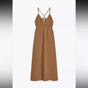 NEW NWT Zara flowy brown midi dress small